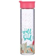 Glass Water Bottle - It is Well With My Soul (Pink)