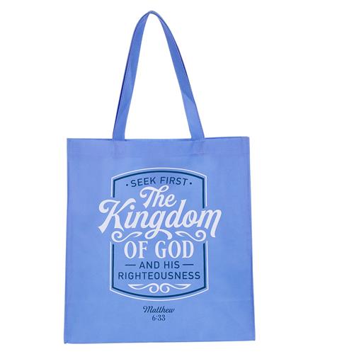 Non-Woven Tote Bag -Seek First the Kingdom of God Blue