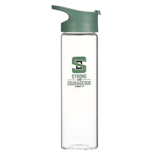 Glass Water Bottle -Strong & Courageous