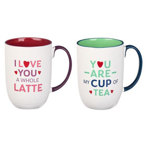 Ceramic Mug -You Are My Cup Of Tea, I Love You A Whole Latte (Set Of 2)