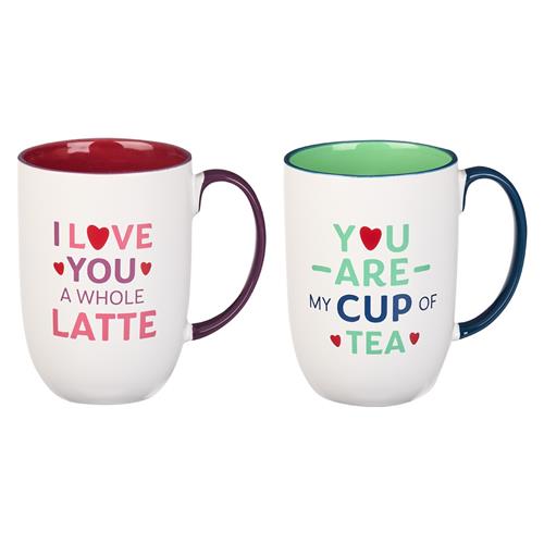 Ceramic Mug -You Are My Cup Of Tea, I Love You A Whole Latte (Set Of 2)