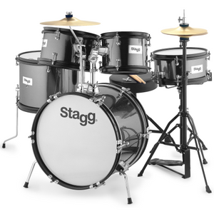 Stagg 5PC 16" Junior Drumset+HW/Throne -Black