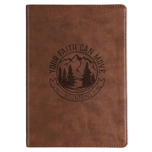 Journal With Zipped Closure -Faith Can Move Mountains Faux Leather