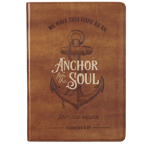 Faux Leather Journal -We Have This Hope As An Anchor For The Soul Brown
