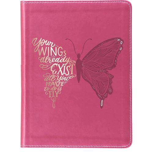 Journal -Butterfly Pink Faux Leather