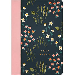 Bible  -NLT Filament Thinline Reference Bible, Lp Navy & Pink Meadow With Zip