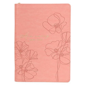 Faux Leather Journal with Zip -His Mercy Never Fails
