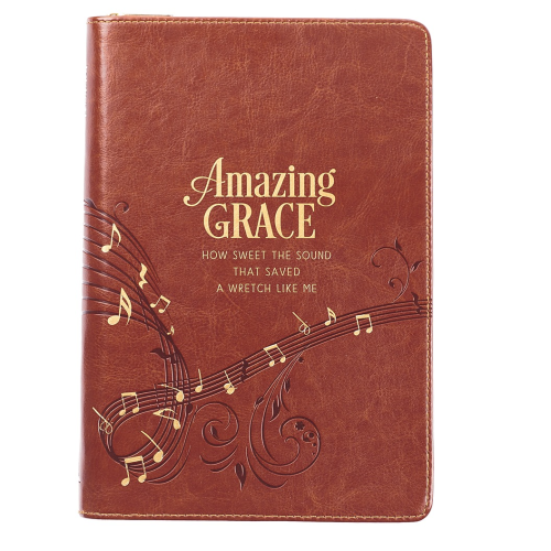 Faux Leather Journal  -Amazing Grace With Zipped Closure
