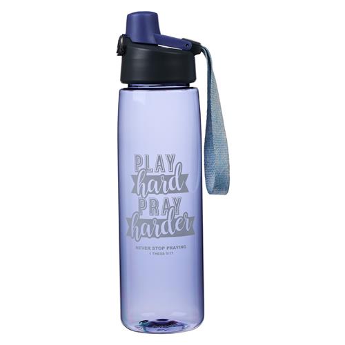 Plastic Water Bottle -Play Hard, Pray Harder