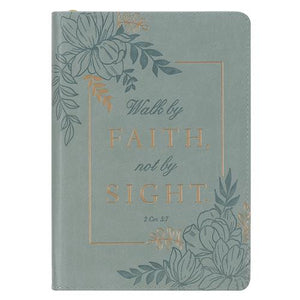 Journal -Walk By Faith Faux Leather Journal With Zipped Closure