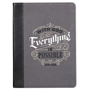 Handy-Sized Faux Leather Journal -With God All Things
