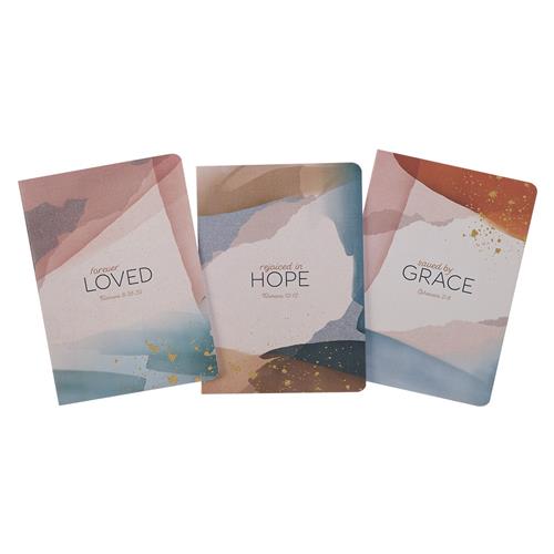 Notebook Set - Loved Hope Grace (Set Of 3)