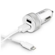 USB Car Charger - Port Dual 2.4A + 1A + Lightning Cable