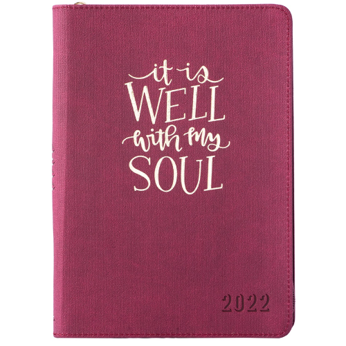 Executive Planner - It Is Well With My Soul Maroon 2022 Imitation Leather With Zip