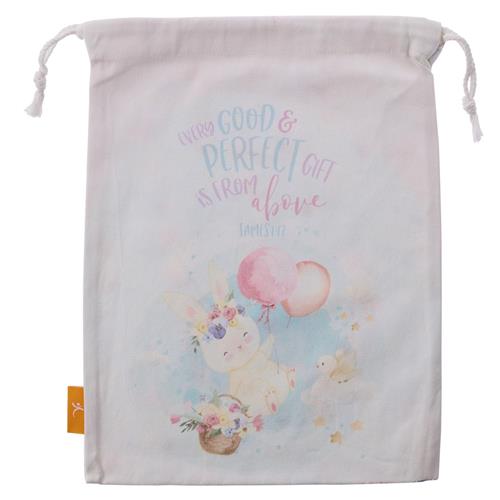 Large Cotton Drawstring Bag -Every Good And Perfect Gift Is From Above