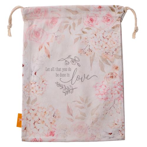 Large Drawstring Bag -Let All That You Do Be Done In Love
