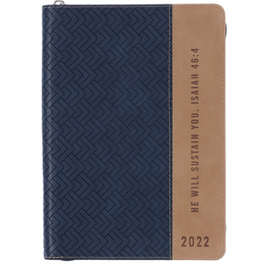 Executive Planner -  He Will Sustain You Navy 2022 Imitation Leather With Zip