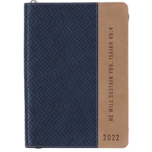 Executive Planner -  He Will Sustain You Navy 2022 Imitation Leather With Zip