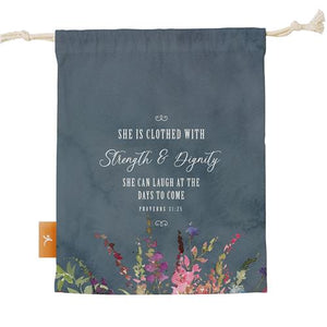 Small Drawstring Bag -She Is Clothed With Strength And Dignity