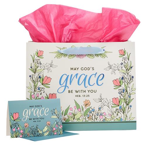 Gift Bag With Card -May God's Grace Be With You Blue