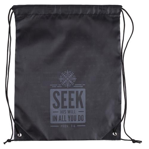 Waterproof Polyester Drawstring Bag -Seek His Will In All You Do