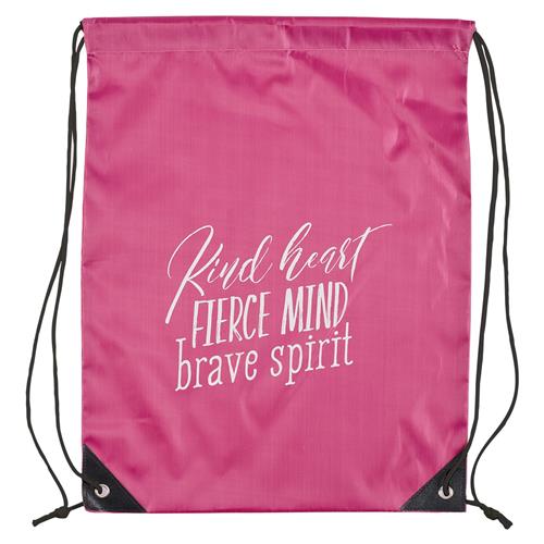Waterproof Polyester Drawstring Bag -Kind Heart, Fierce Mind, Brave Spirit