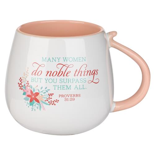 Ceramic Mug -Many Women Do Noble Things Coral