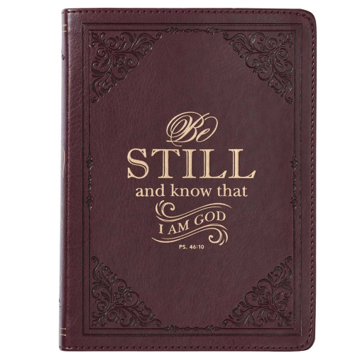 Handy Sized Faux Leather Journal -Be Still Brown