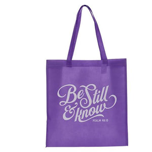 Non-Woven Tote Bag -Be Still & Know Purple