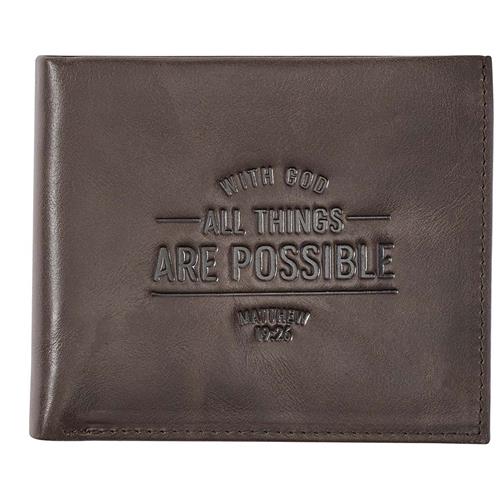 Genuine Leather Wallet -With God All Things Are Possible