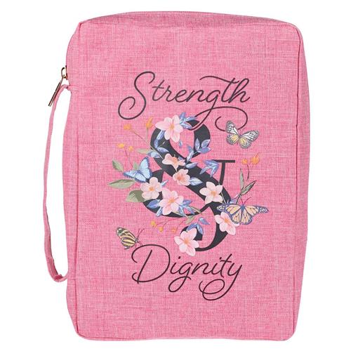 Poly-canvas Bible Bag -Strength & Dignity Pink