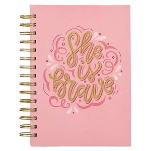 Large Hardcover Wirebound Journal -She Is Brave Pink