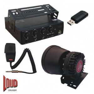 Vehicle PA System -Slimline MP3 Amplifier+microphone+1xbonnet mount horn speaker