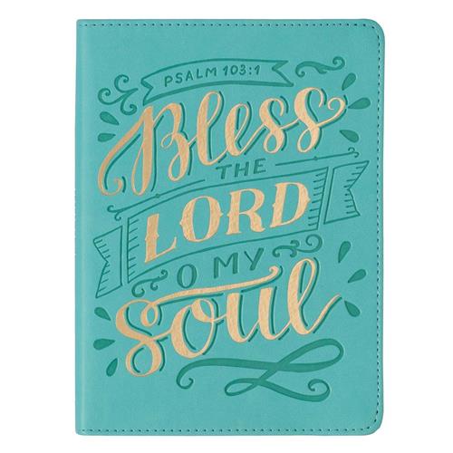 Handy-Sized Faux Leather Journal -Bless the Lord O My Soul