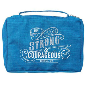 Poly-canvas Bible Bag -Strong & Courageous Joshua 1v9 Blue