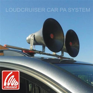Vehicle PA System -2 horn speakers, amp, mic & roof-rack Loudcruiser PAM100B