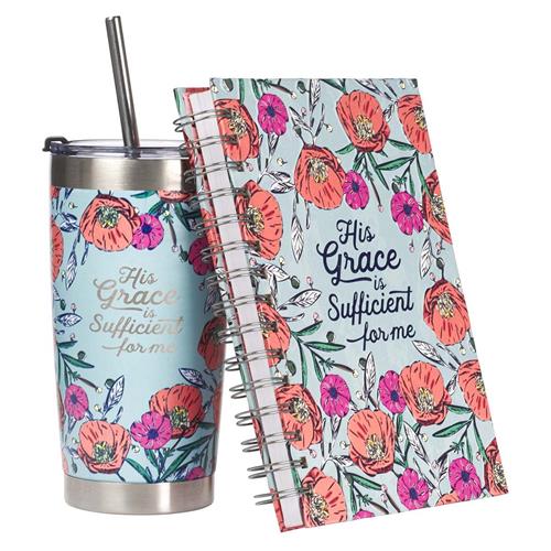 Stainless Steel Mug / Journal Boxed Set -His Grace Is Sufficient