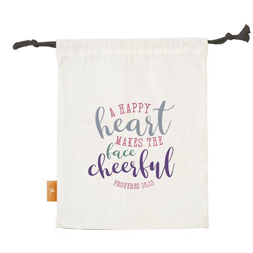 Large Drawstring Bag -A Happy Heart Makes The Face Cheerful