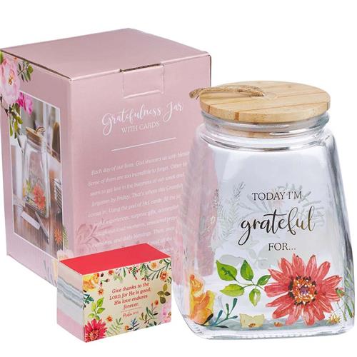 Glass Gratitude Jar -Today I'm Grateful For With Cards