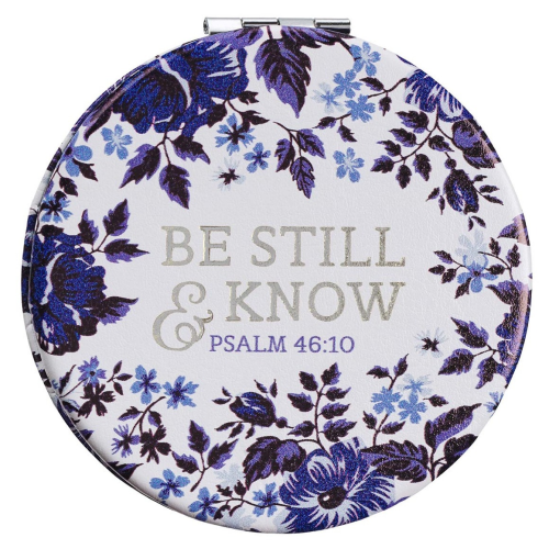Compact Mirror - Be Still & Know Blue Floral (Psalm 46v10)