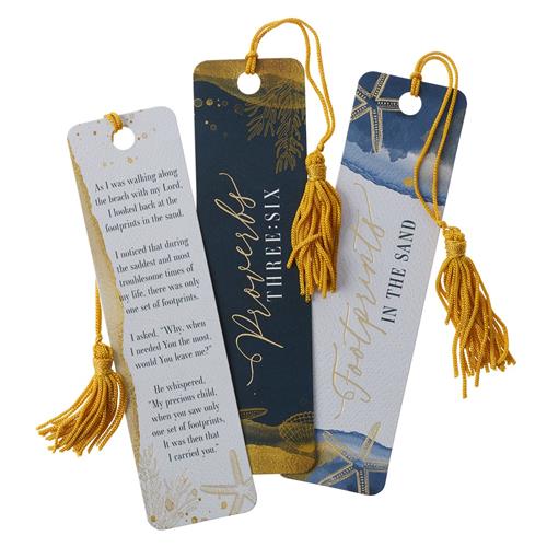 Bookmark With Tassel-Footprints In The Sand (Pack Of 3)