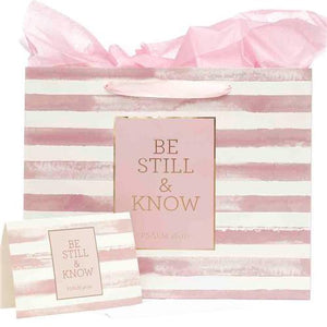 Large Gift Bag With Card - Be Still & Know Pink