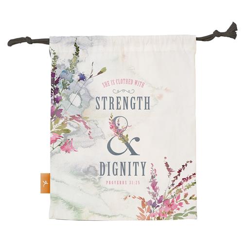 Large Drawstring Bag -She Is Clothed With Strength And Dignity