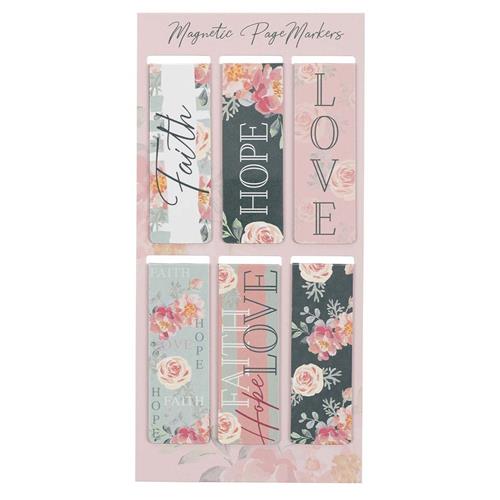 Magnetic Pagemarkers -Faith Hope Love (Set Of 6)