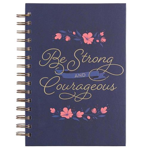 Wirebound Journal -Strong & Courageous Navy Large Hardcover