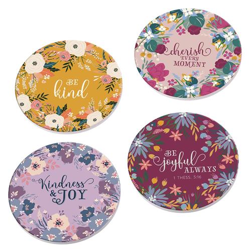 Ceramic Coasters -Kindness & Joy (Set Of 4)